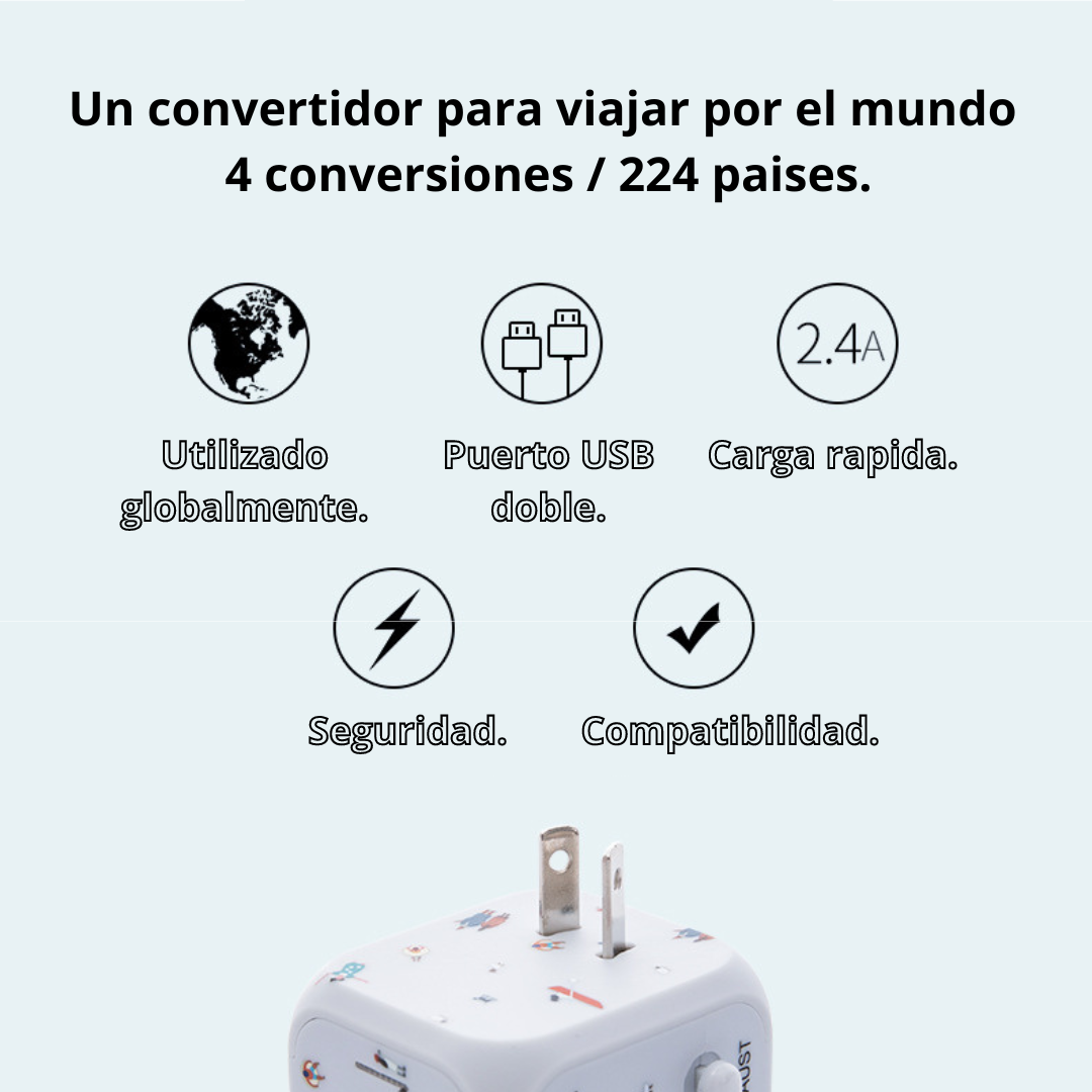 Adaptador Enchufe Multifuncional Universal Usb 100v/240v-1