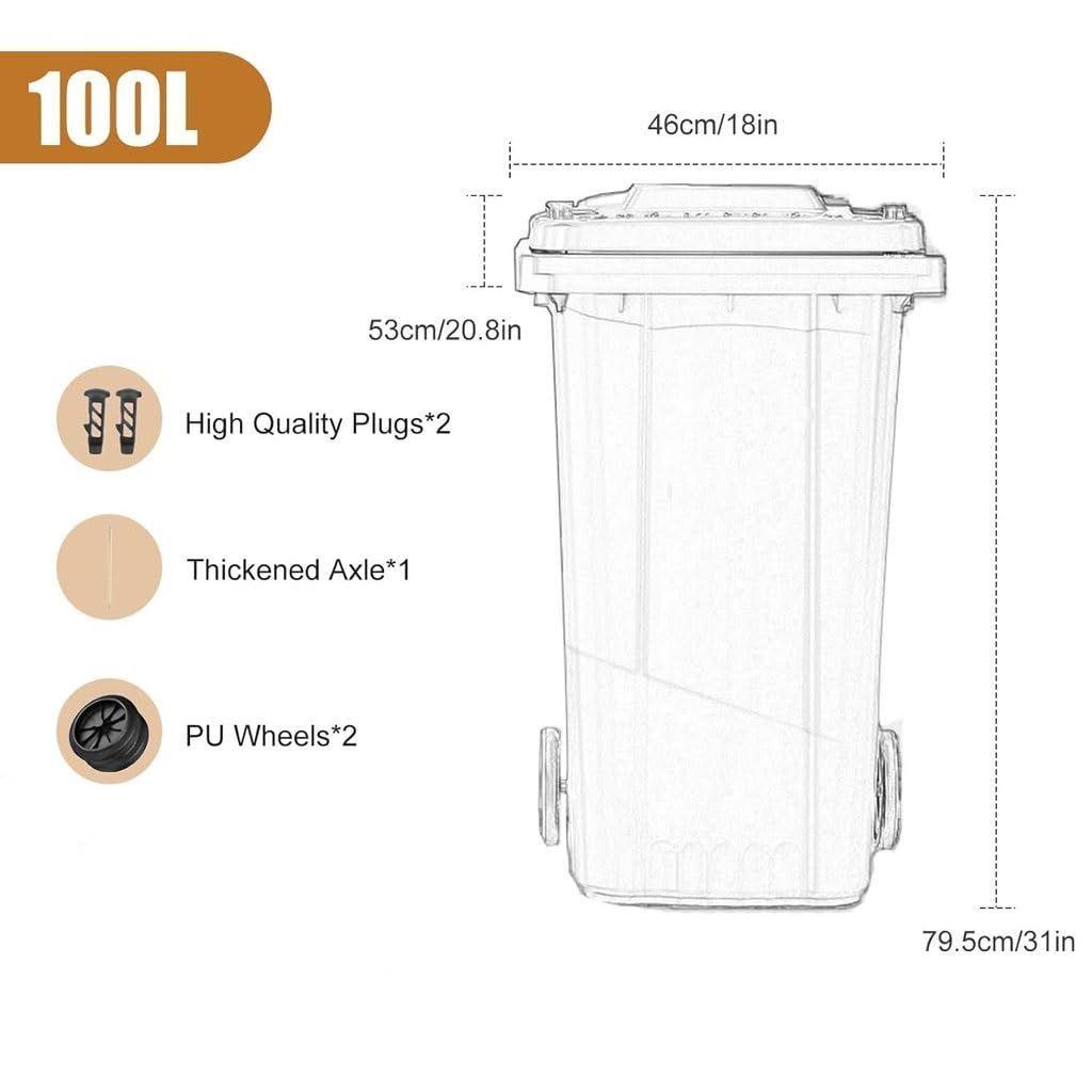 Contenedor Cubo Basurero Grande Con Tapa y Ruedas 120L-4