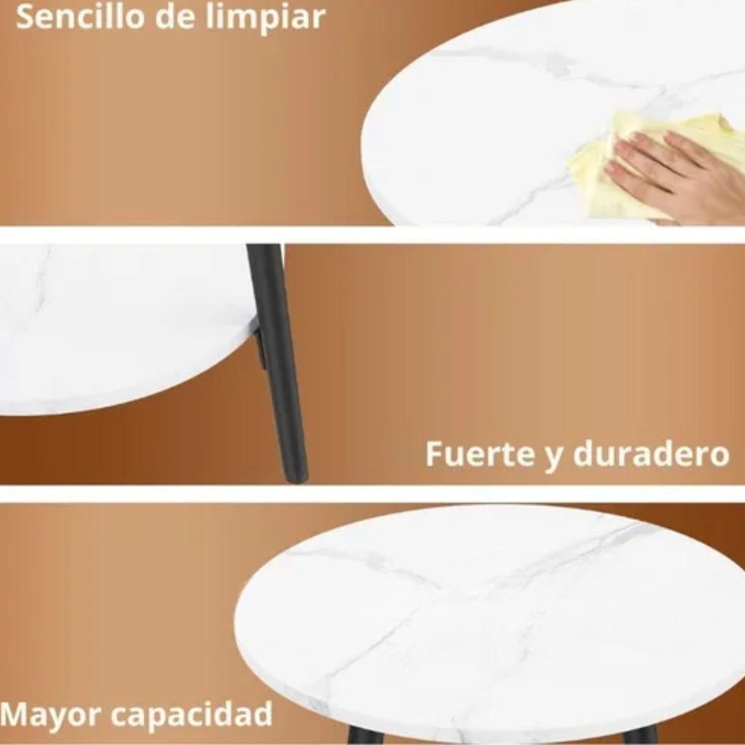 Mesa de Centro Redonda 40x40x52cm Decoración Minimalista-3