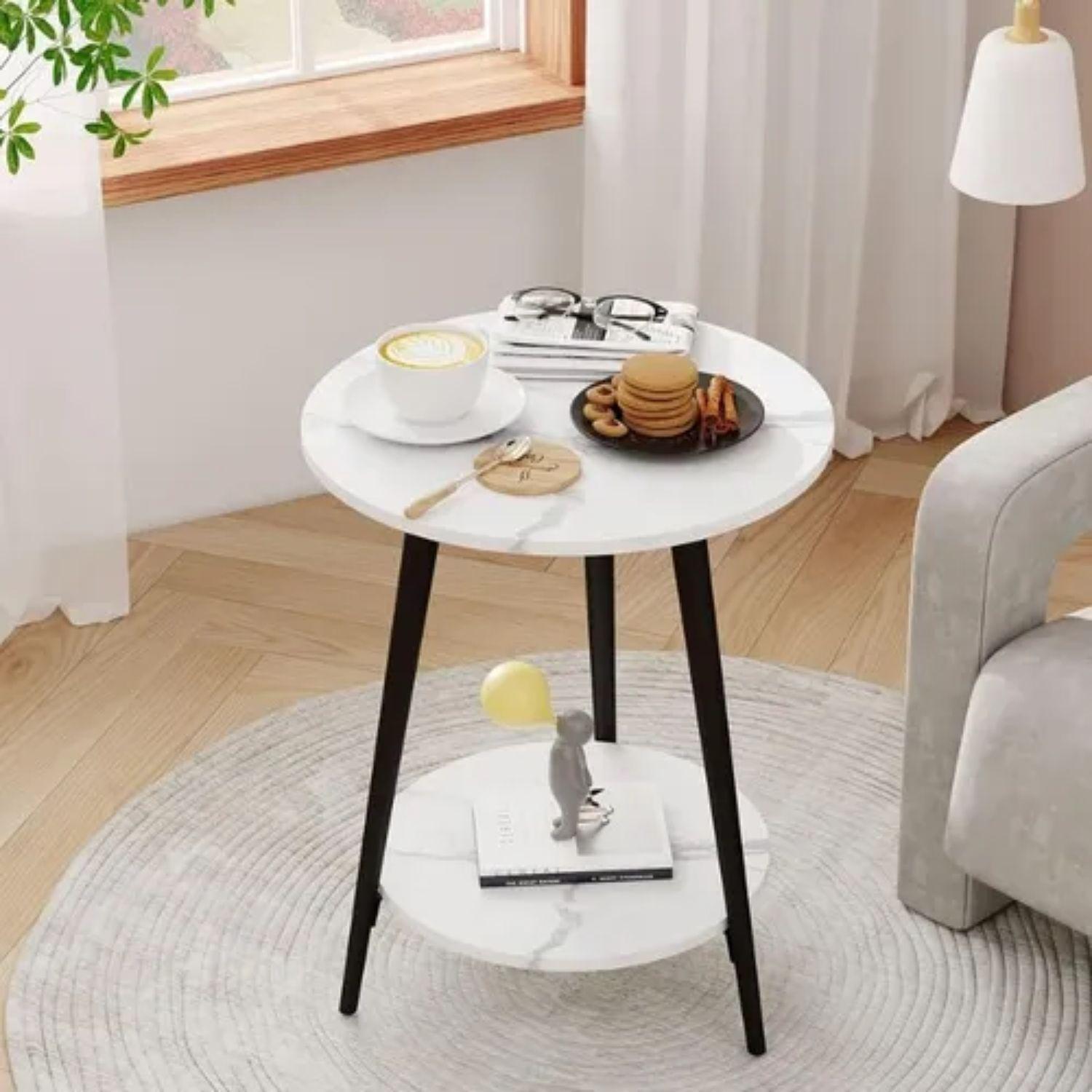 Mesa de Centro Redonda 40x40x52cm Decoración Minimalista-5
