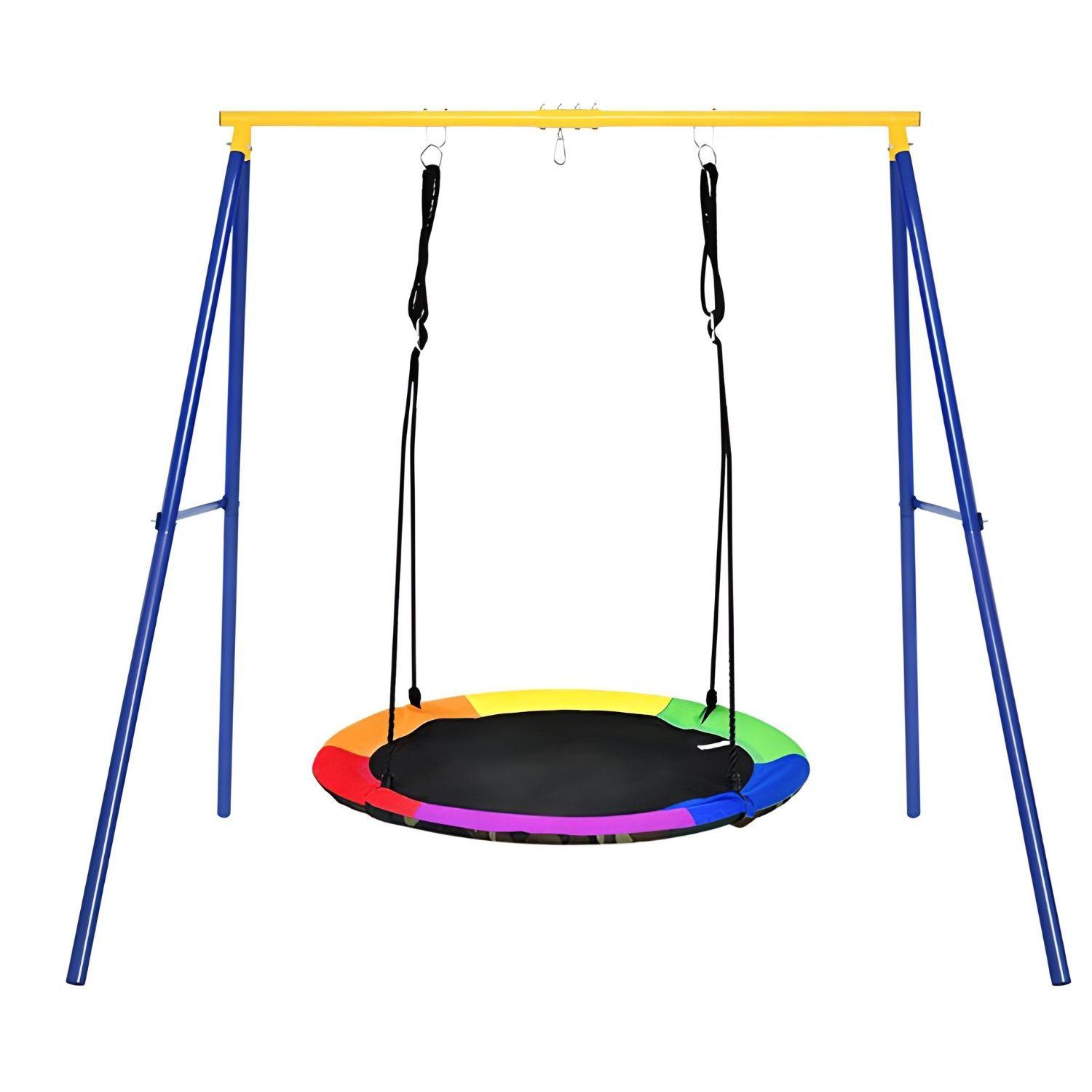 Columpio Redondo Multicolor Infantil Colgante Para Exterior-3