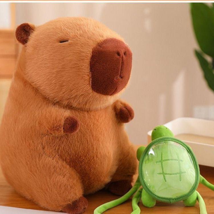 Peluche De Capibara Kawaii Carpincho Mochila Tortuga 50Cm-3