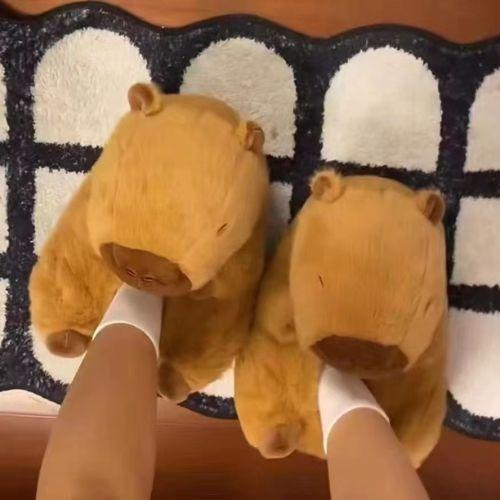 Pantuflas De Algodon Capibara Kawaii Invierno Confort-2