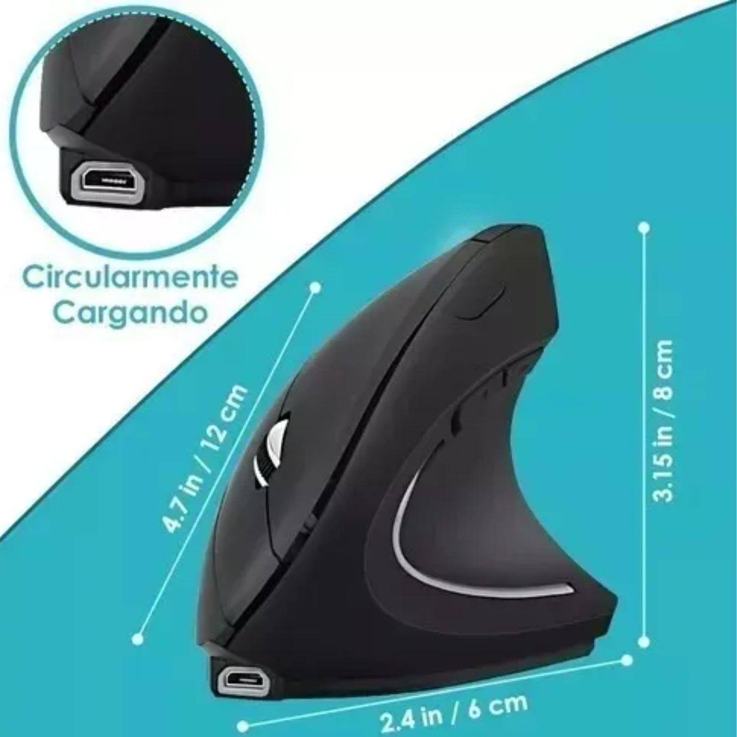 Raton Vertical Mouse Inalambrico Ergonomico Gamer 2.4g USB-3