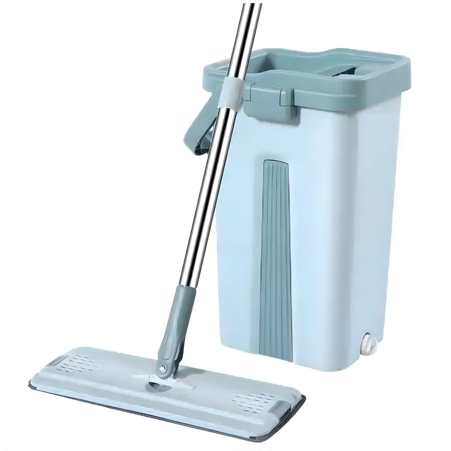 Trapeador Escurridor Mopa Rotativa Gris Con Repuesto-0