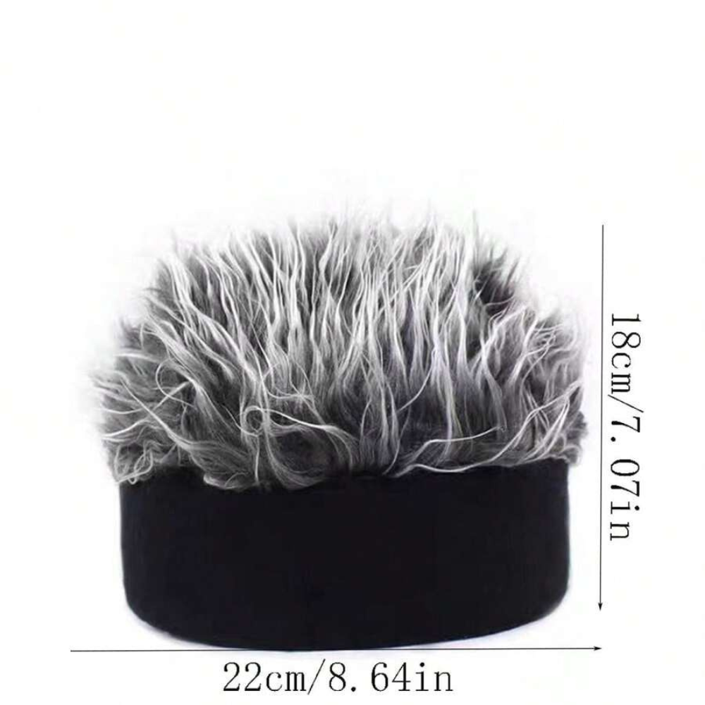 Gorra con Peluca De Pelo Falso Gris Temático-2