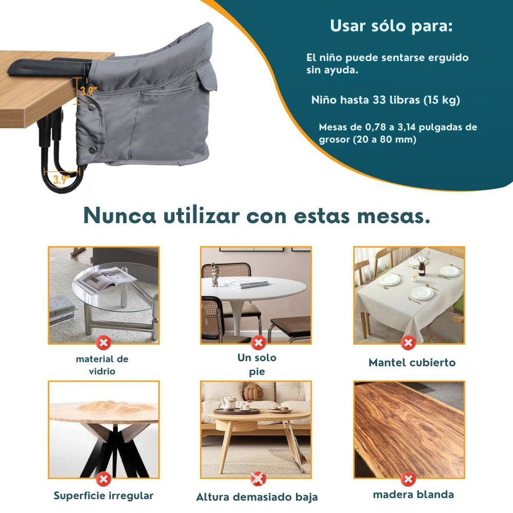 Silla Para Comedor Para Bebés Portatil Plegable Resistente-4