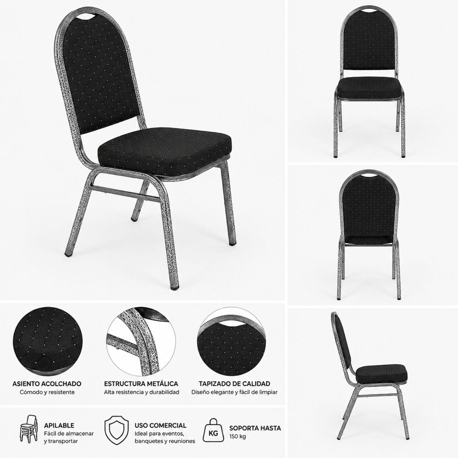 Pack 4 Sillas De Eventos Varios Hotel Restaurante Acolchada-4