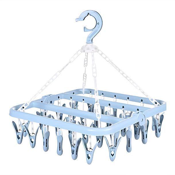 Colgador De Calcetín Ropa Interior De 32 Clips Plegable-0