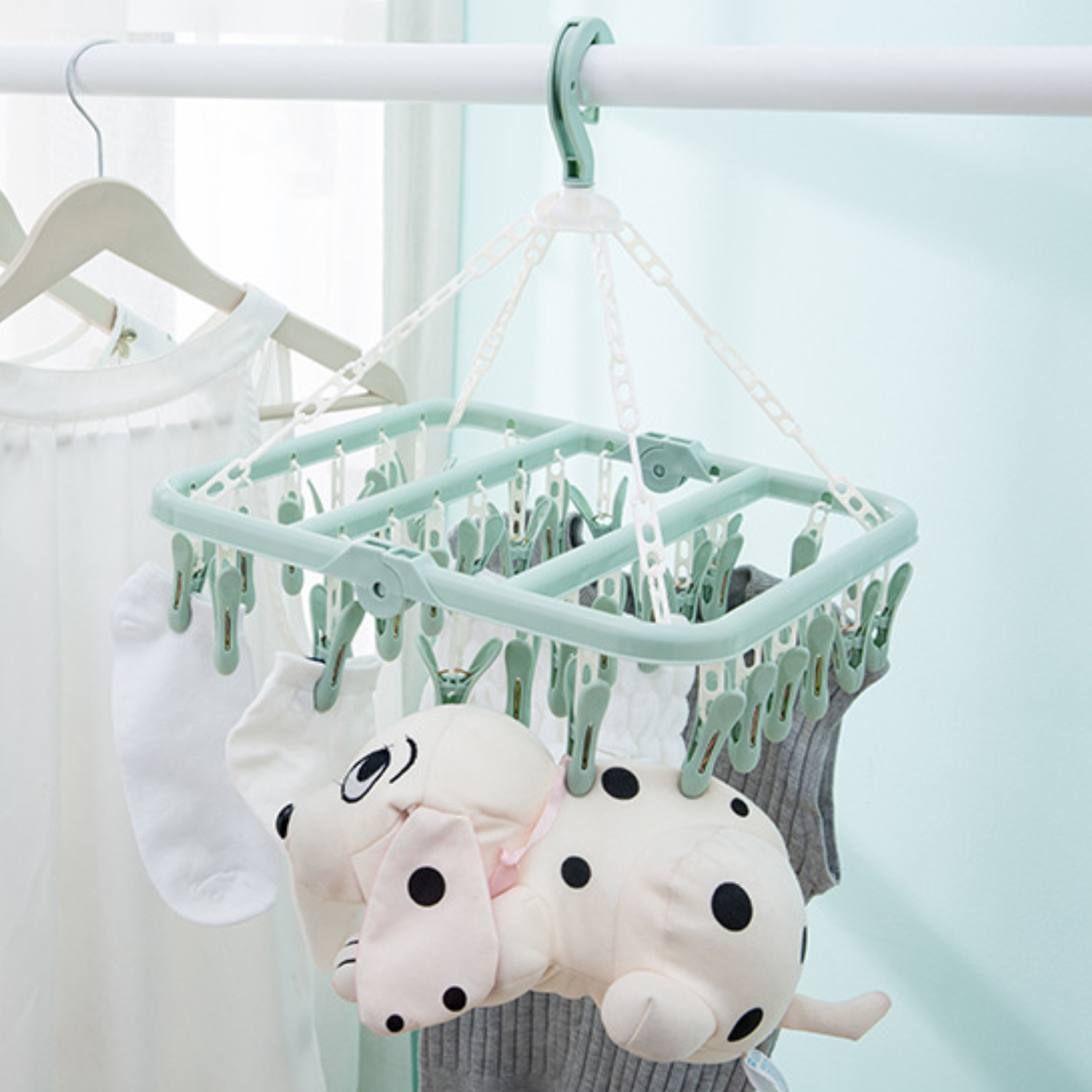 Colgador De Calcetín Ropa Interior De 32 Clips Plegable-2