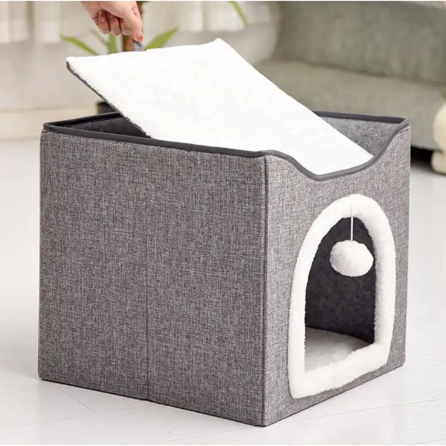 Cama Escondite Para Gatos Casa De Interior Suave-2