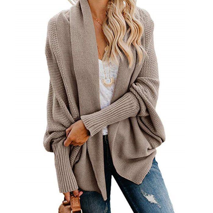 Sweater De Dama Chaleco Abrigo Mujer - Caqui-0