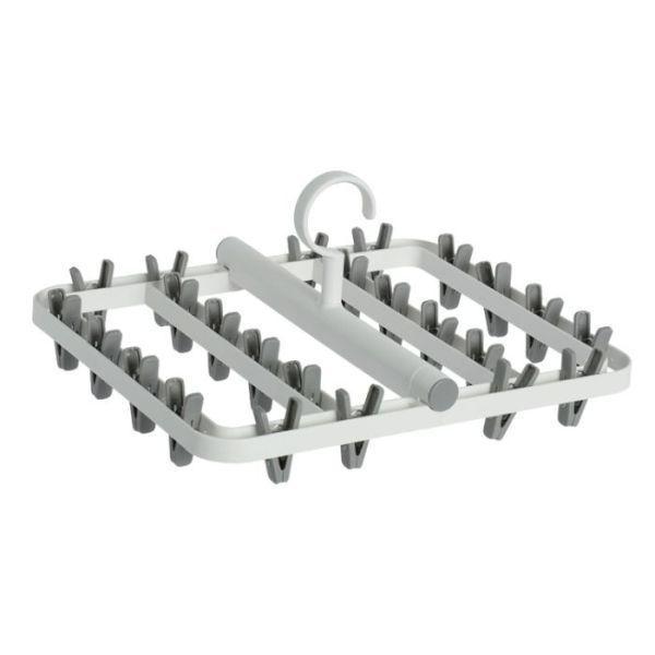 Colgador De Calcetín Y Ropa Interior 24 Clips Plegable Gris-0