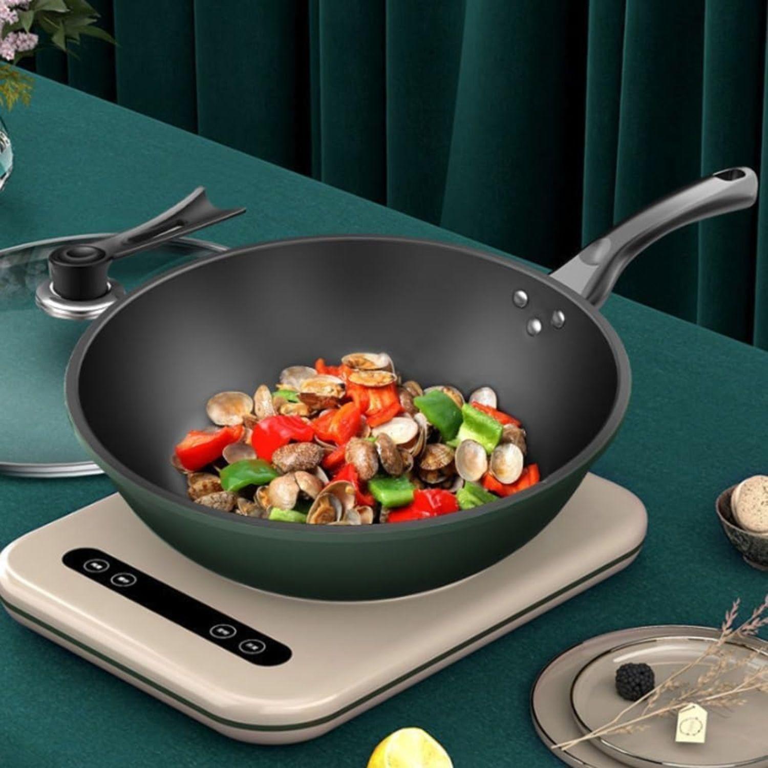 Sartén De Cocina Coccion Antiadherente 32CM Con Tapa-3