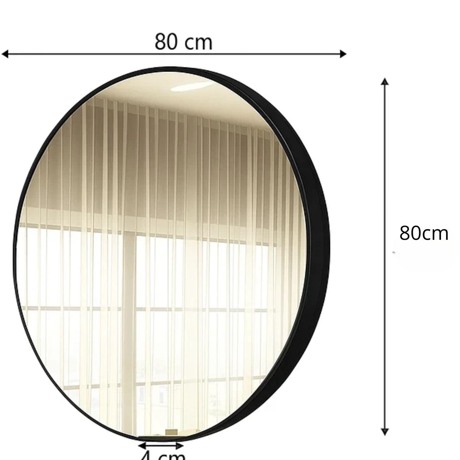 Espejo Circular De Pared Elegante Redondo 80cm De Diametro-3