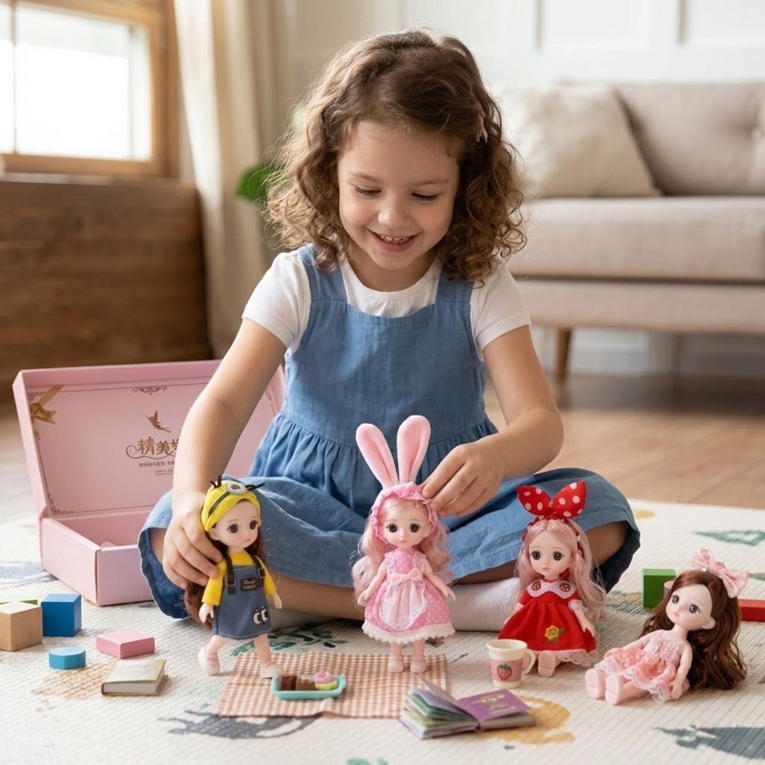 5 Mini Muñecas Para Niñas Articuladas Y Con Ropa-2