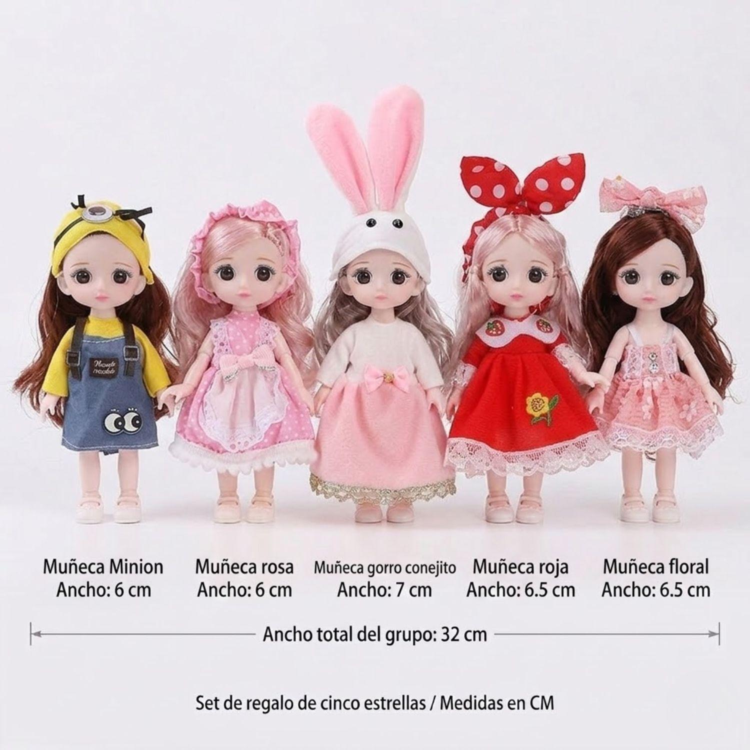 5 Mini Muñecas Para Niñas Articuladas Y Con Ropa-3