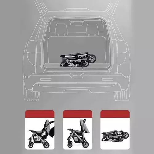 Coche Bebé Paseo 4 Ruedas Plegable 3 En 1 Multifuncional-3