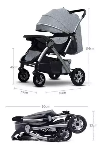 Coche Bebé Paseo 4 Ruedas Plegable 3 En 1 Multifuncional-4