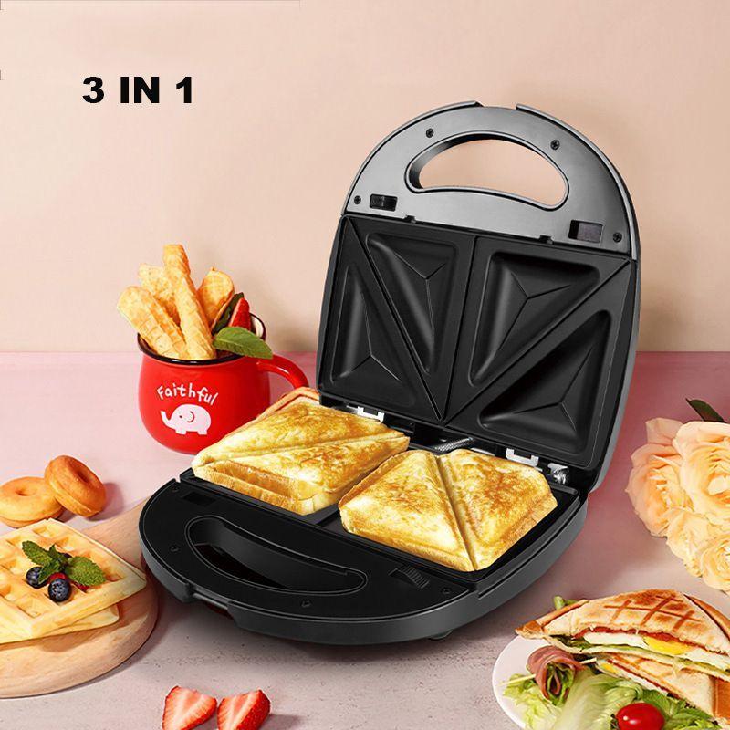 Sandwichera 3 en 1 Multiuso de Desayuno, Tostadas, Waffles-3