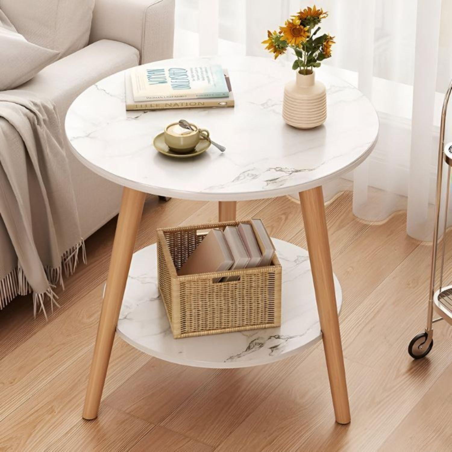 Mesa De Centro Con Diseño Nórdico 60x60x52cm-2