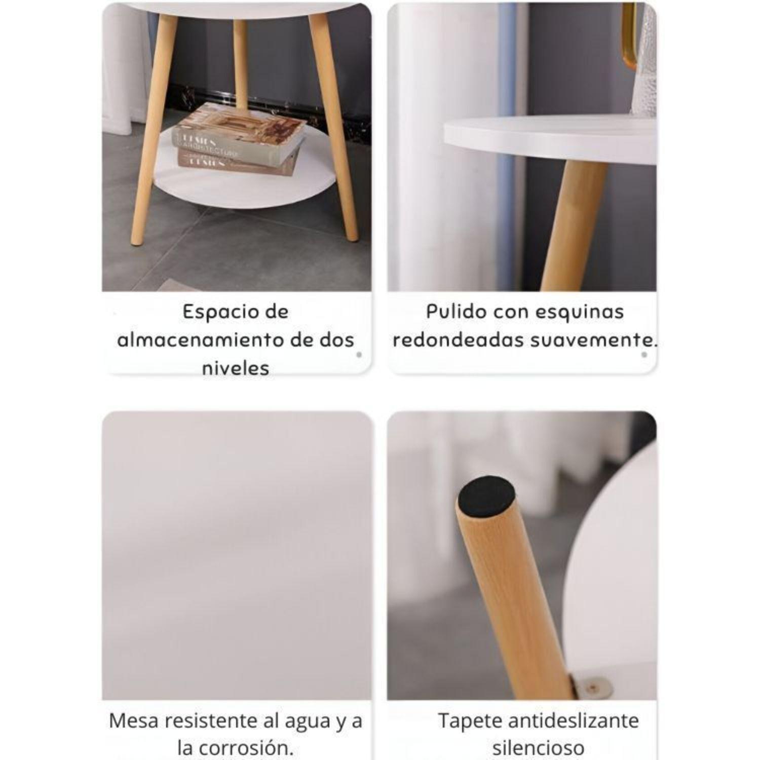 Mesa De Centro Con Diseño Nórdico 60x60x52cm-3