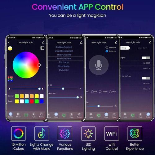 Kit de Luces de tira RGB Flexible, Bluetooth, voz-4