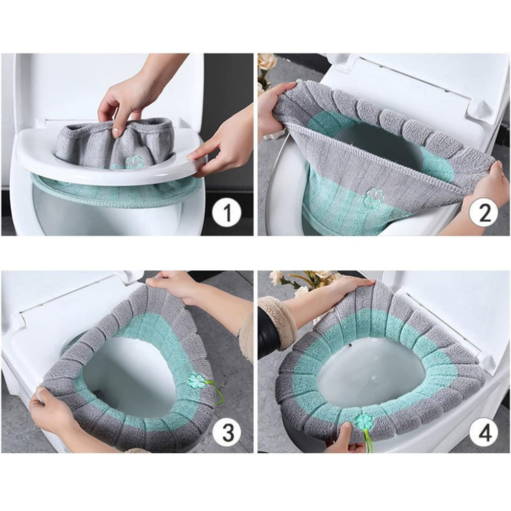 Funda de Inodoro De Felpa Lavable Para WC-2