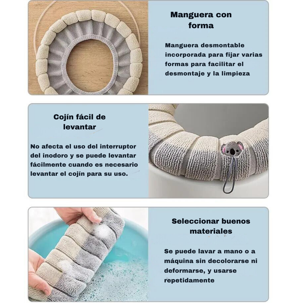 Funda de Inodoro De Felpa Lavable Para WC-4