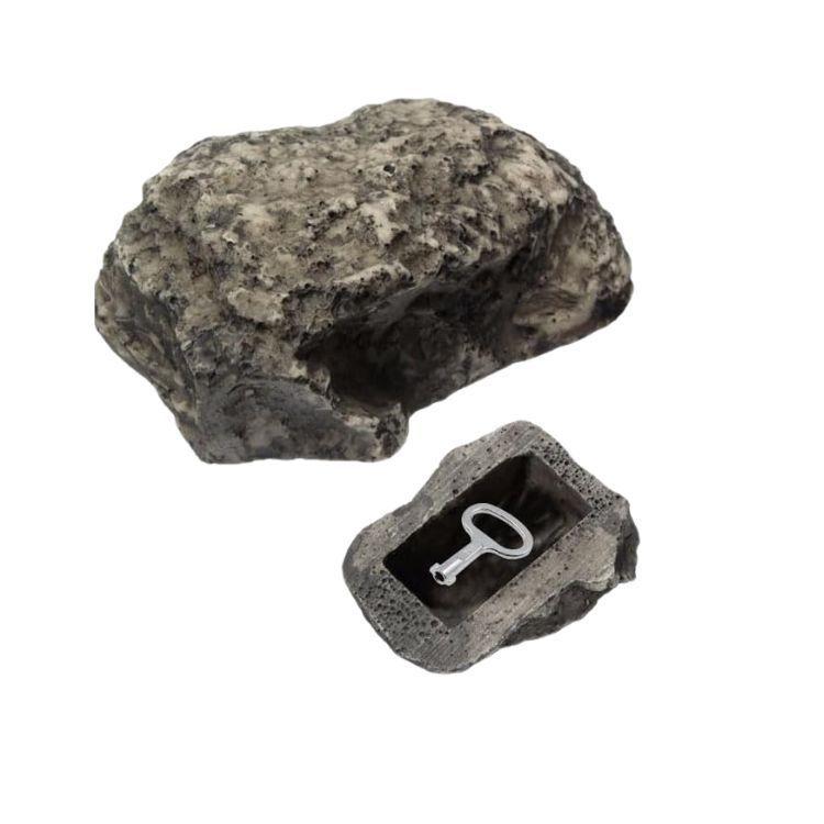 Caja Escondite De Llaves Seguro Camuflaje Forma De Piedra-0