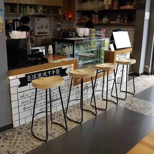 Silla De Bar Metálica 75 Cm Asiento Madera-4