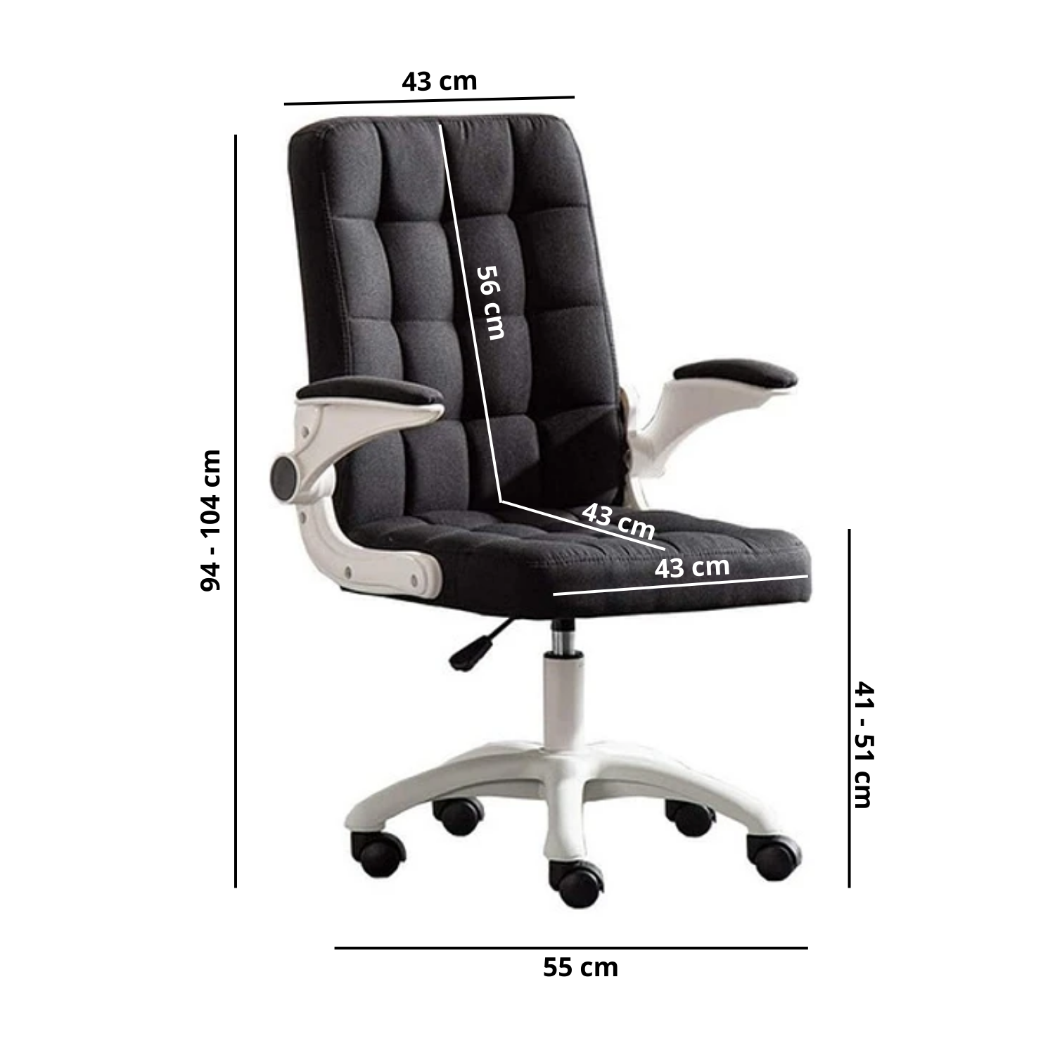Silla De Oficina De Tela Altura Con Ajustable Y Ruedas-4