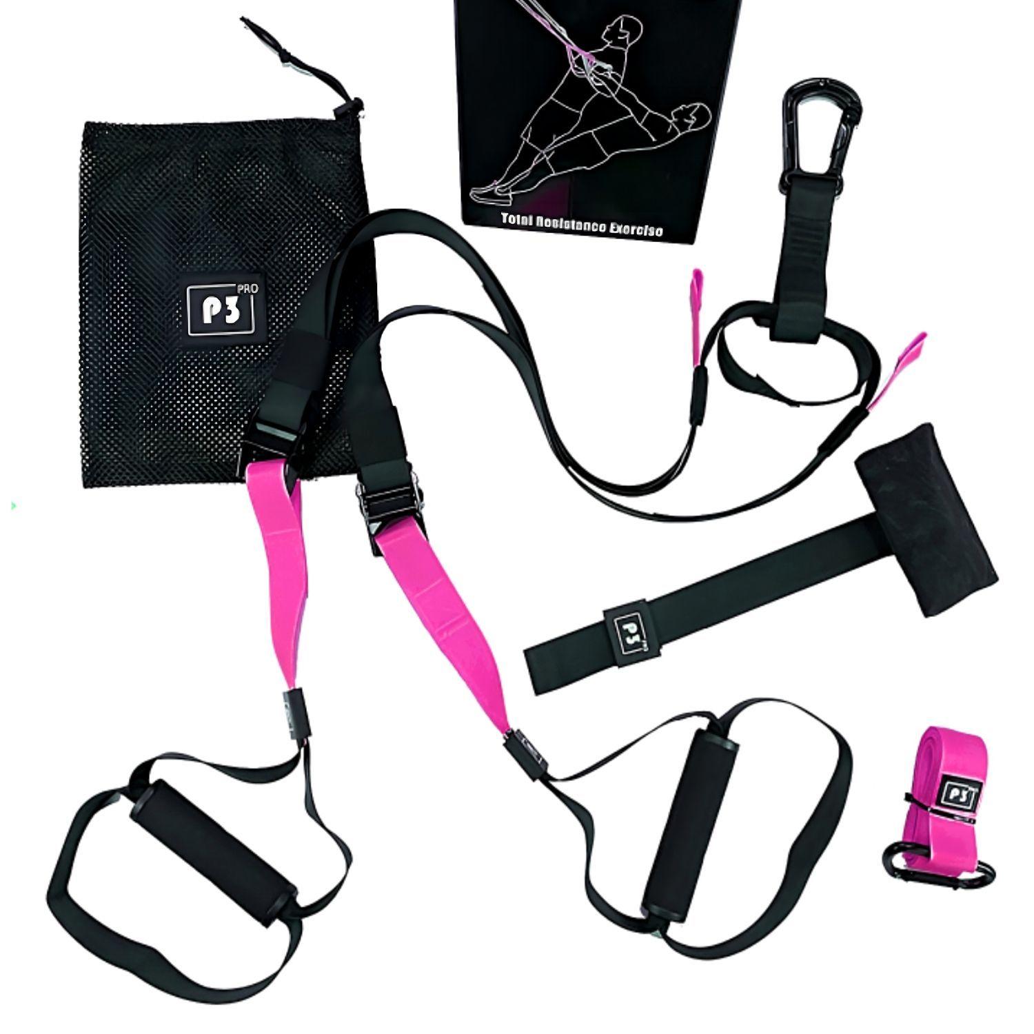 Set Kit Bandas Trx De Suspension P3 Pro 2 Para Entrenamiento - Color Rosado-1