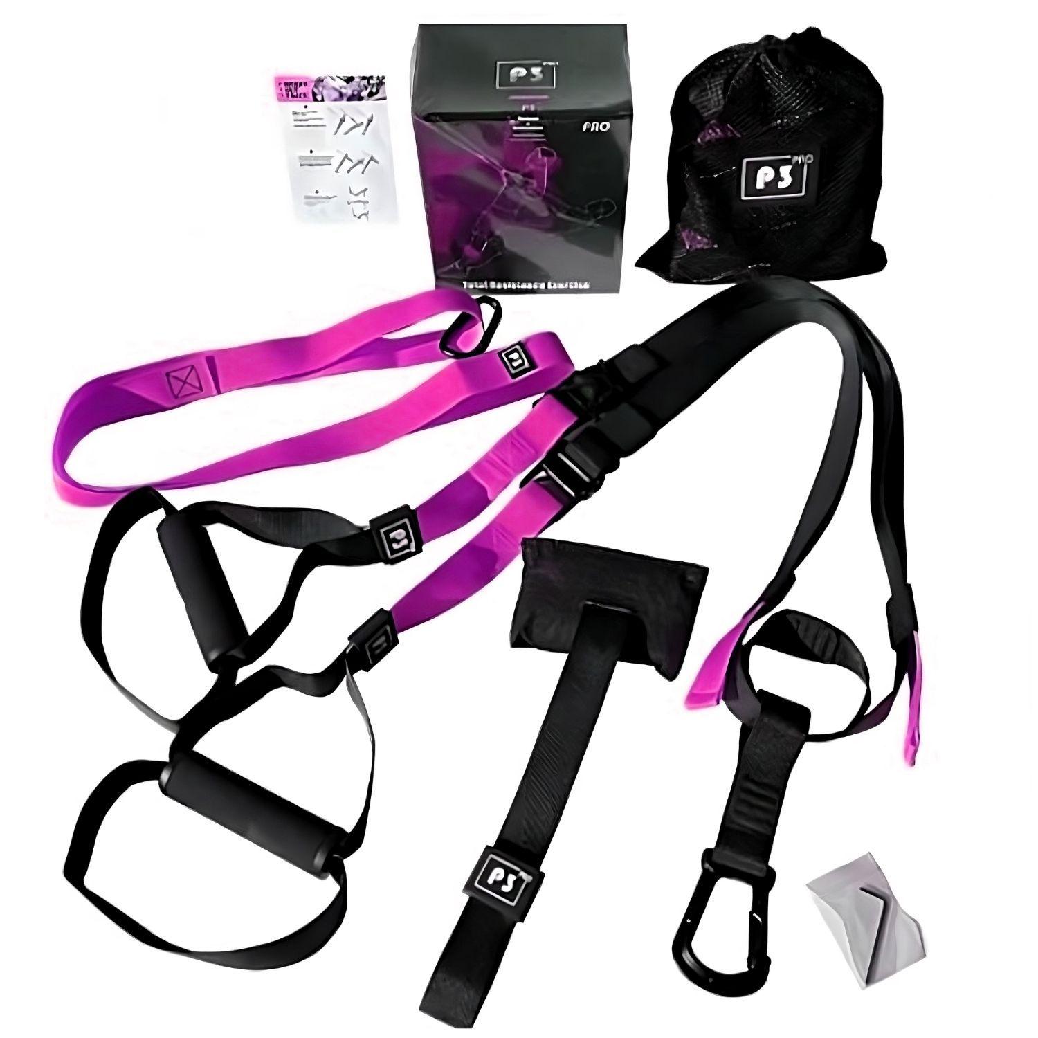 Set Kit Bandas Trx De Suspension P3 Pro 2 Para Entrenamiento - Color Rosado-0
