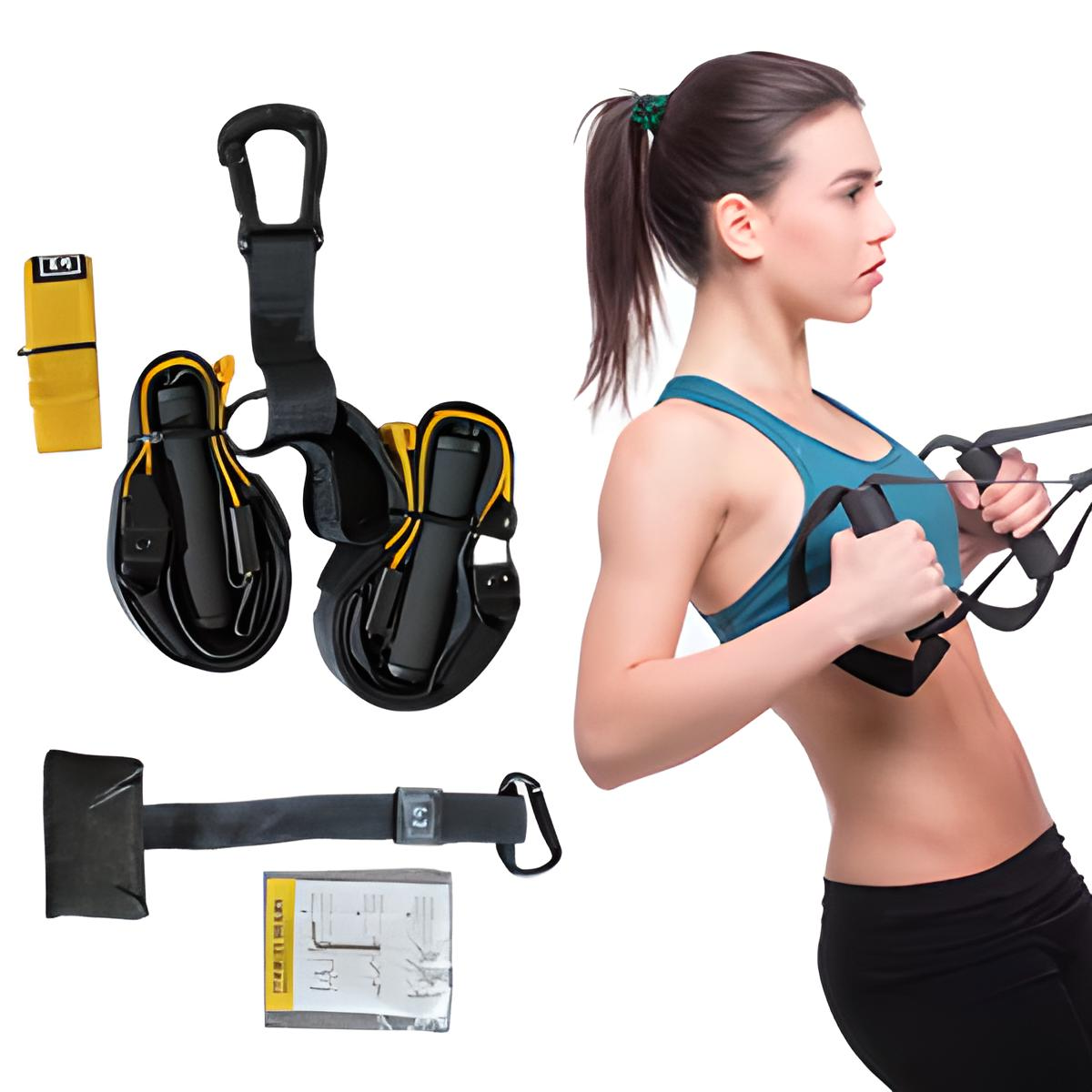 Set Kit Bandas Trx De Suspension P3 Pro 2 Para Entrenamiento - Color Rosado-2