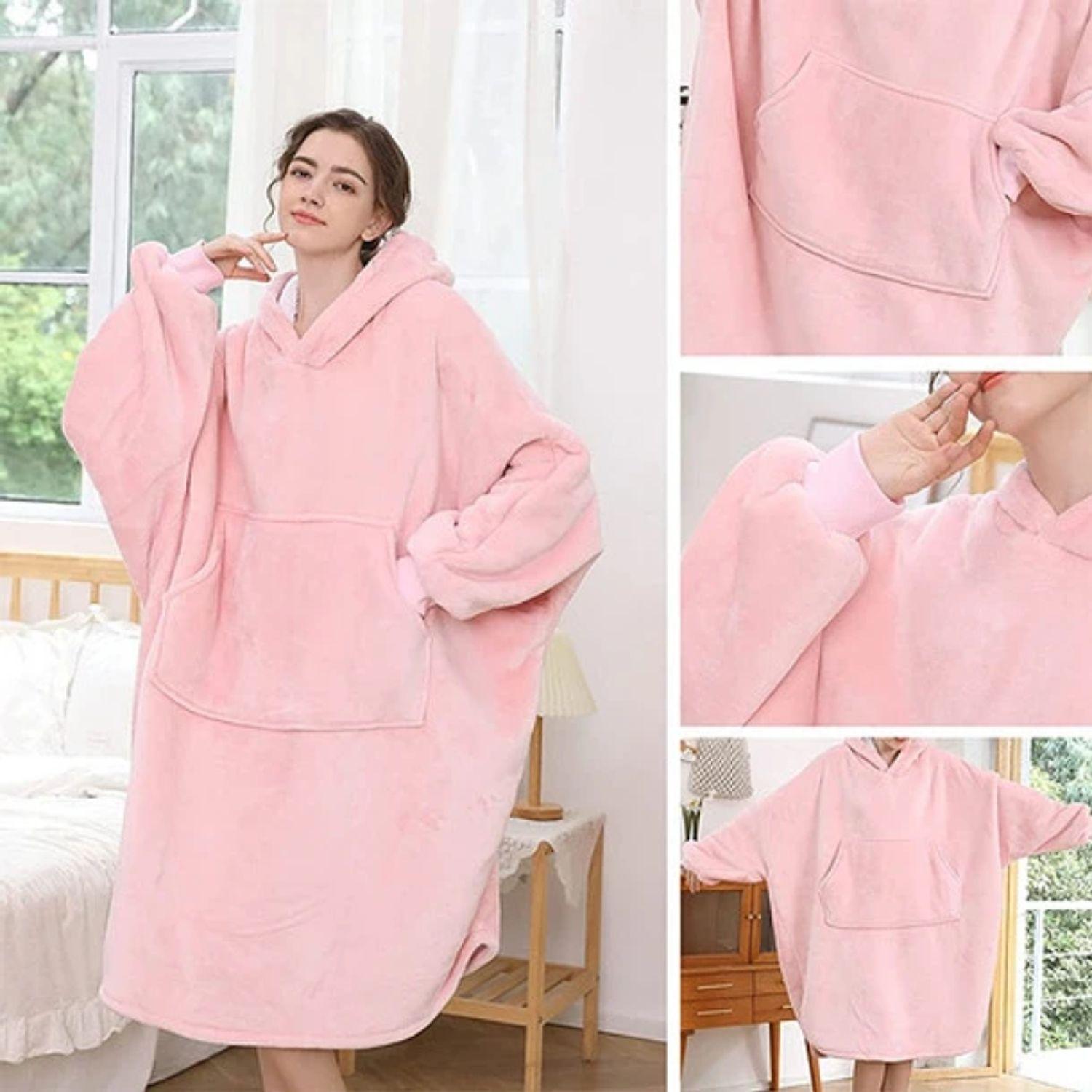 Manta Unisex Tipo Polerón Con Capucha Estilo Sherpa 120cm-2