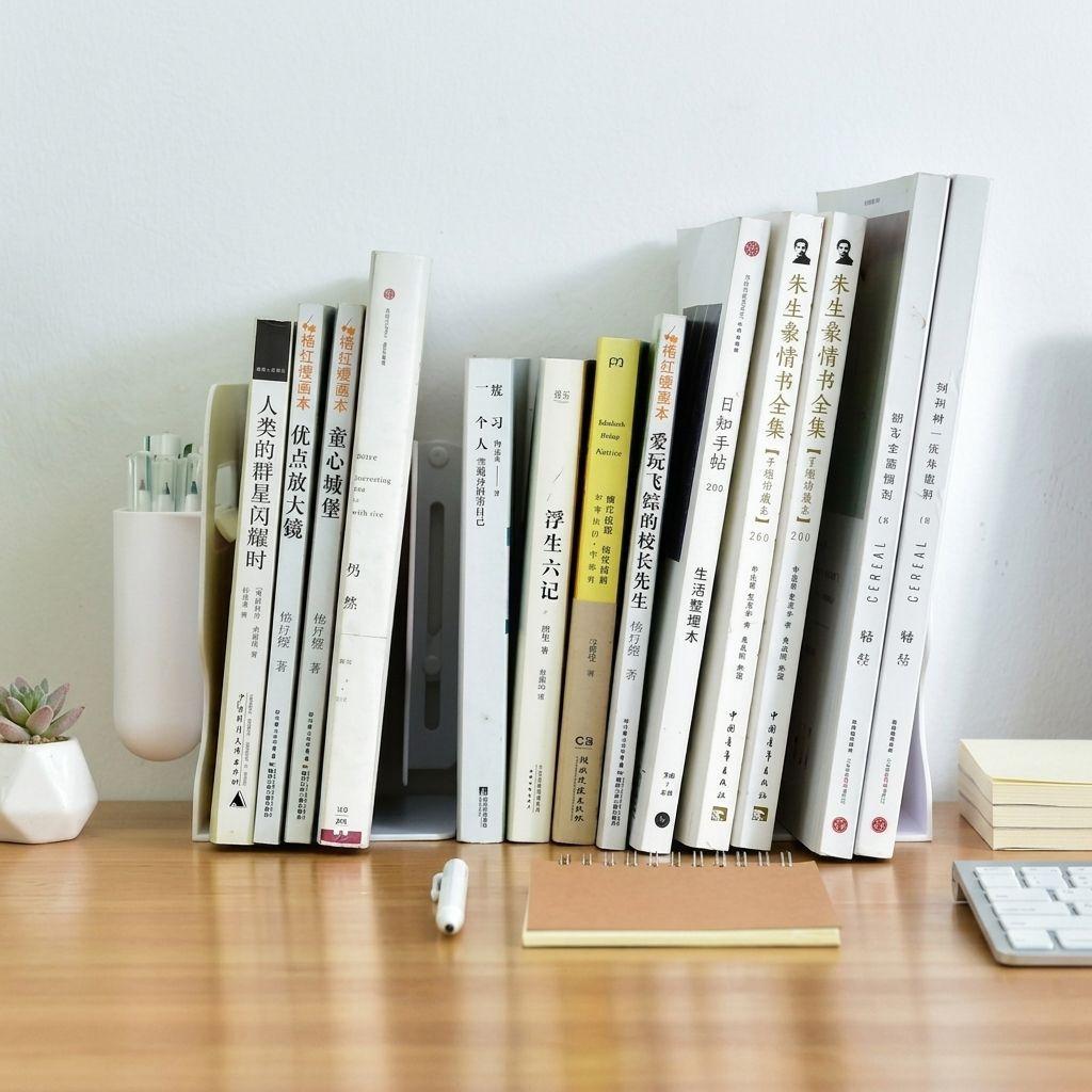 Organizador Soporte Libros Ajustable Con Portalápice-2