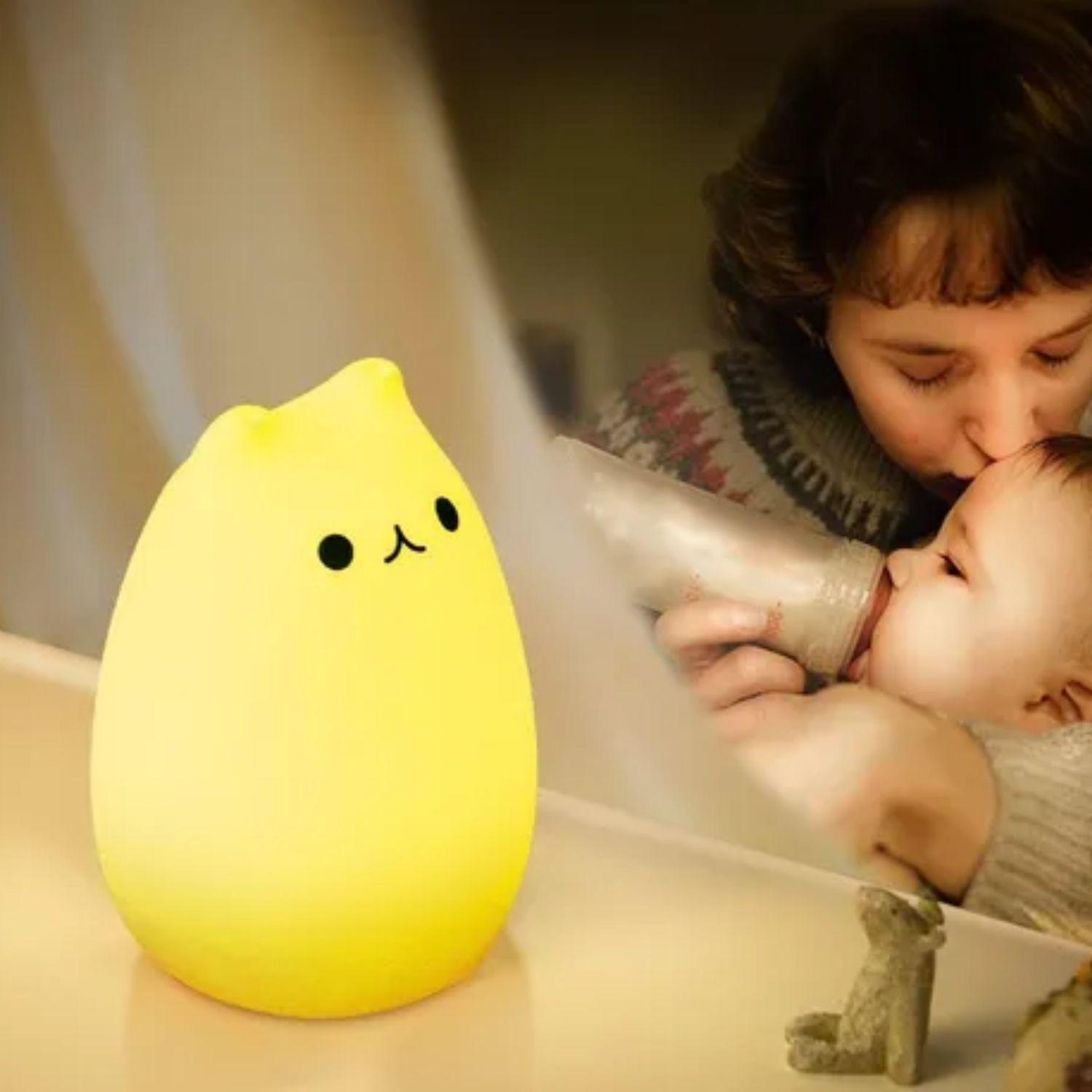 Lampara Led Silicona Gato Kawaii Luz Nocturna Espanta Cuco-2