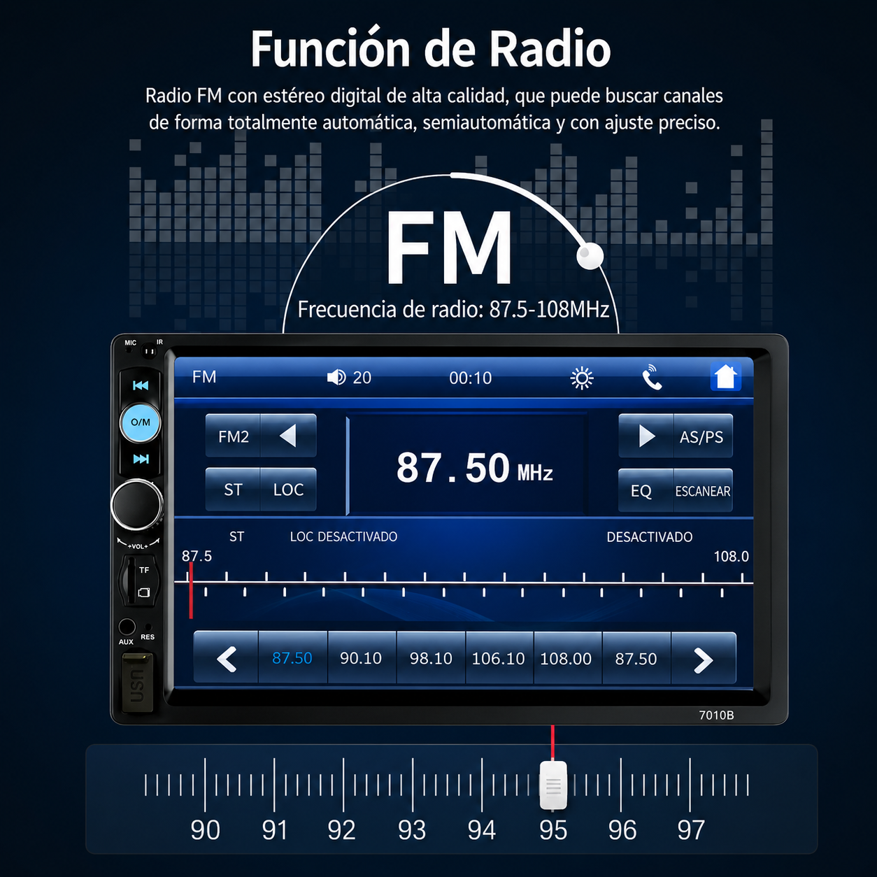 Radio Pantalla Táctil Para Autos 7" Pulgadas Bluetooth-3
