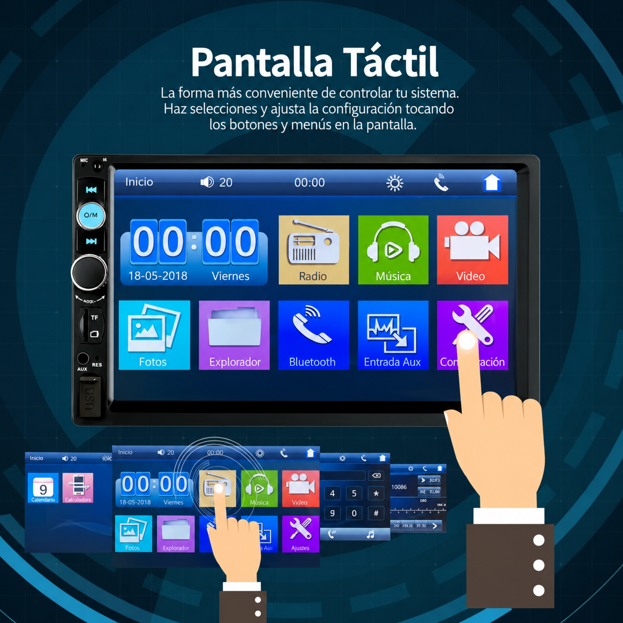 Radio Pantalla Táctil Para Autos 7" Pulgadas Bluetooth-4