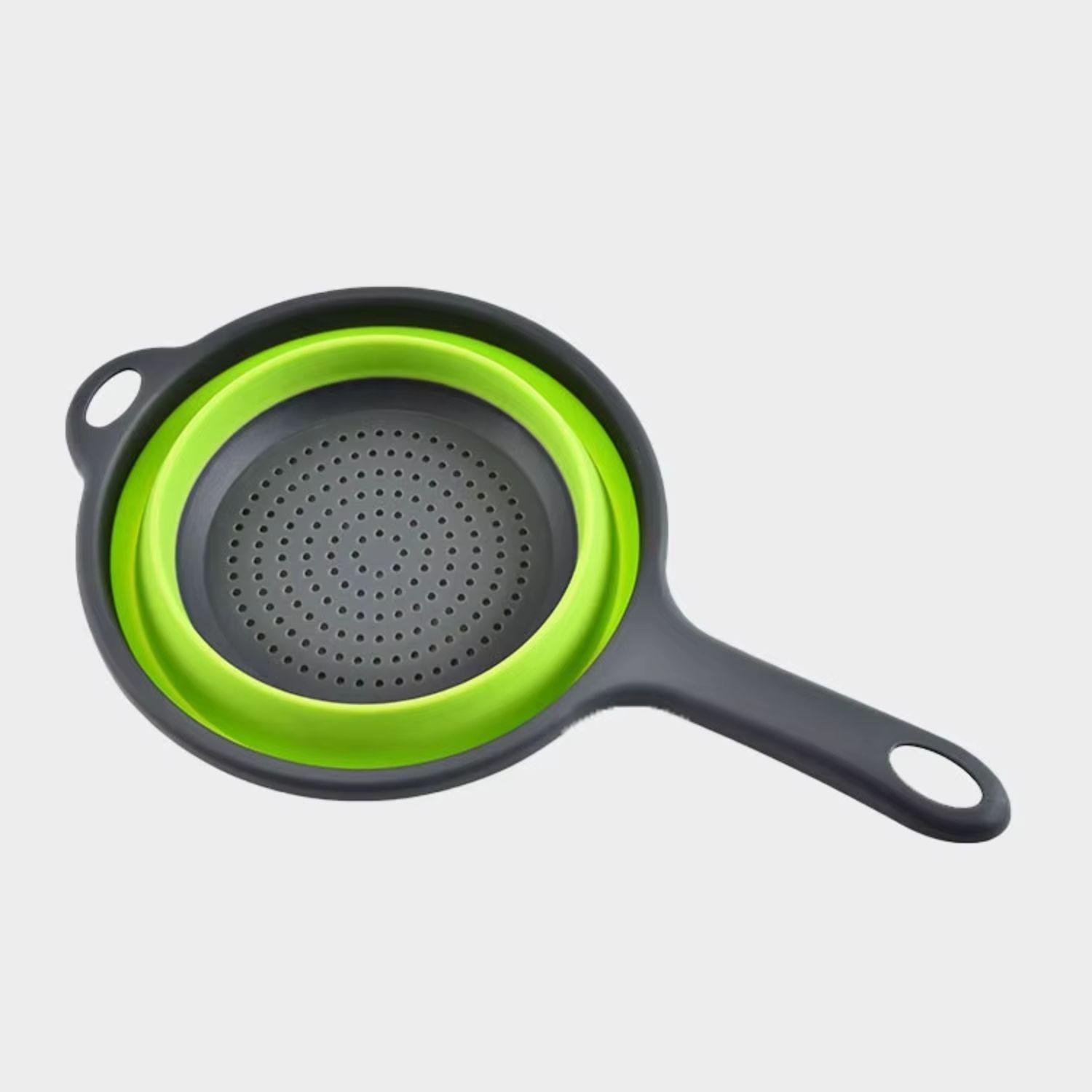Colador Escurridor Circular De Silicona Plegable Con Mango-2