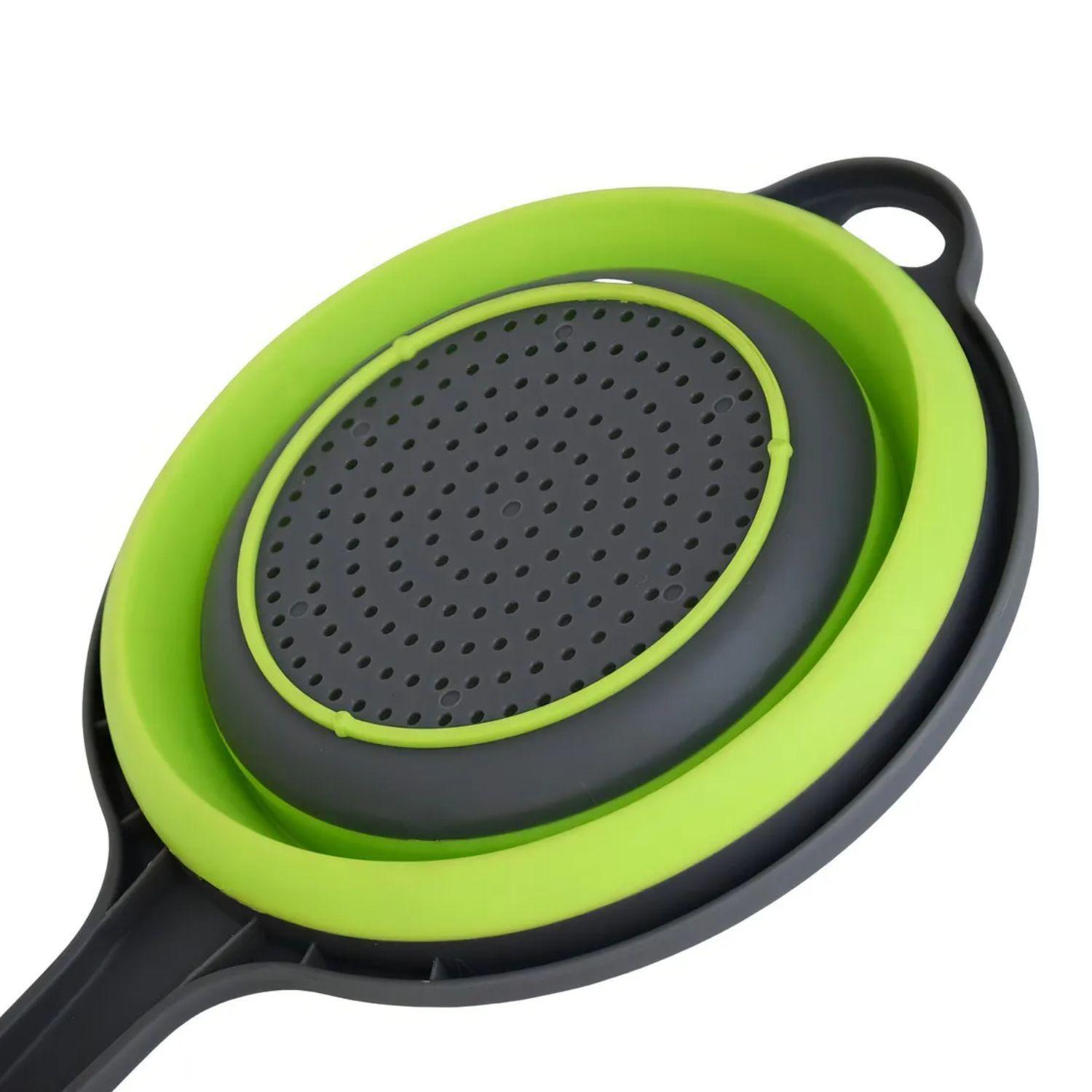 Colador Escurridor Circular De Silicona Plegable Con Mango-3