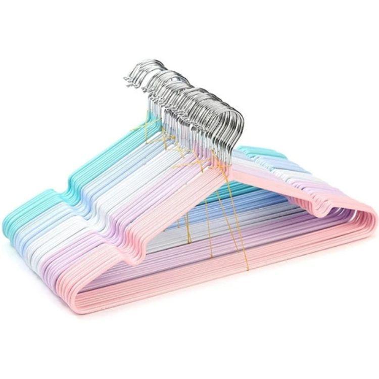 Ganchos Colgador Ropa Metálicos 10 Unidades - Verde Agua-1