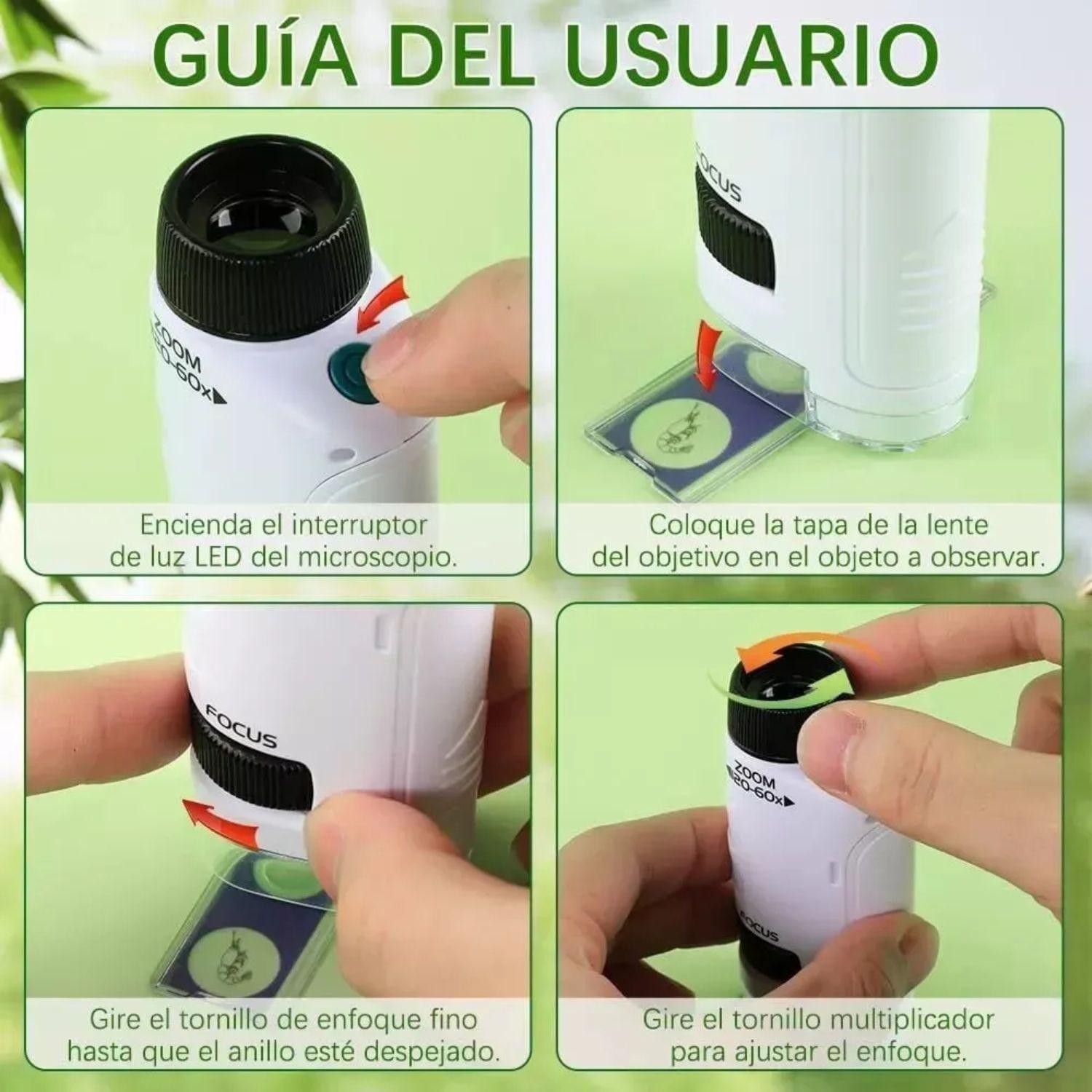 Microscopio Portátil Con Luz Para Niños Juguete Científico-2
