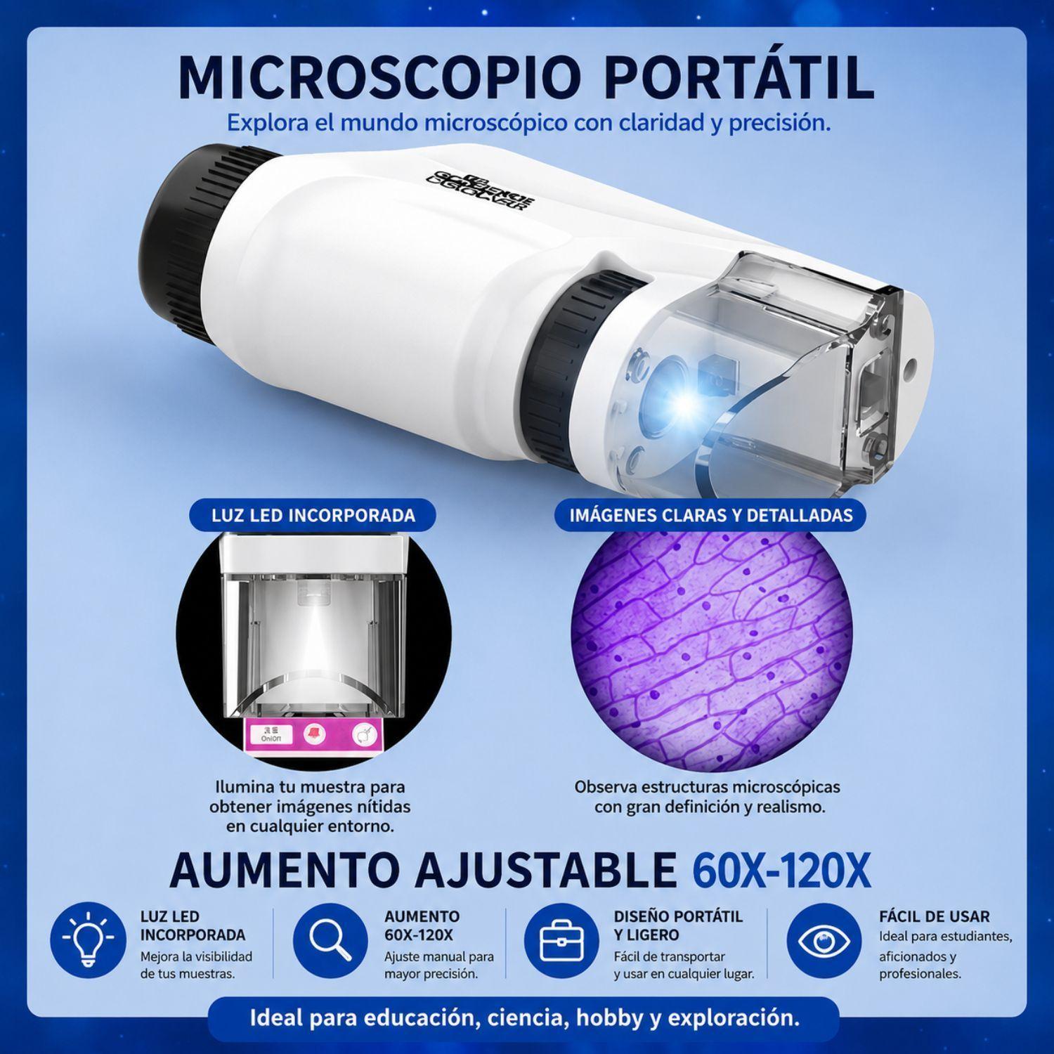 Microscopio Portátil Con Luz Para Niños Juguete Científico-2