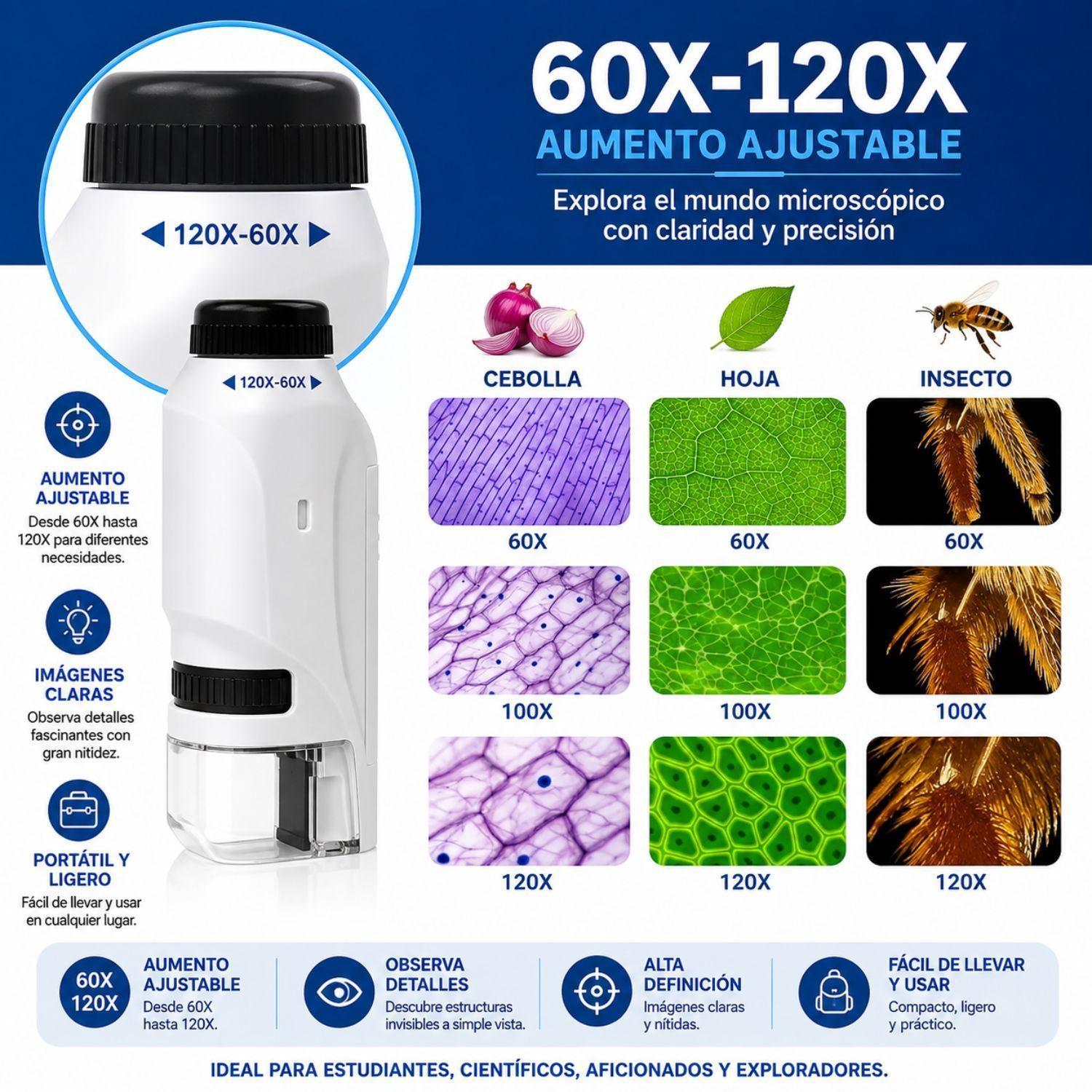Microscopio Portátil Con Luz Para Niños Juguete Científico-3