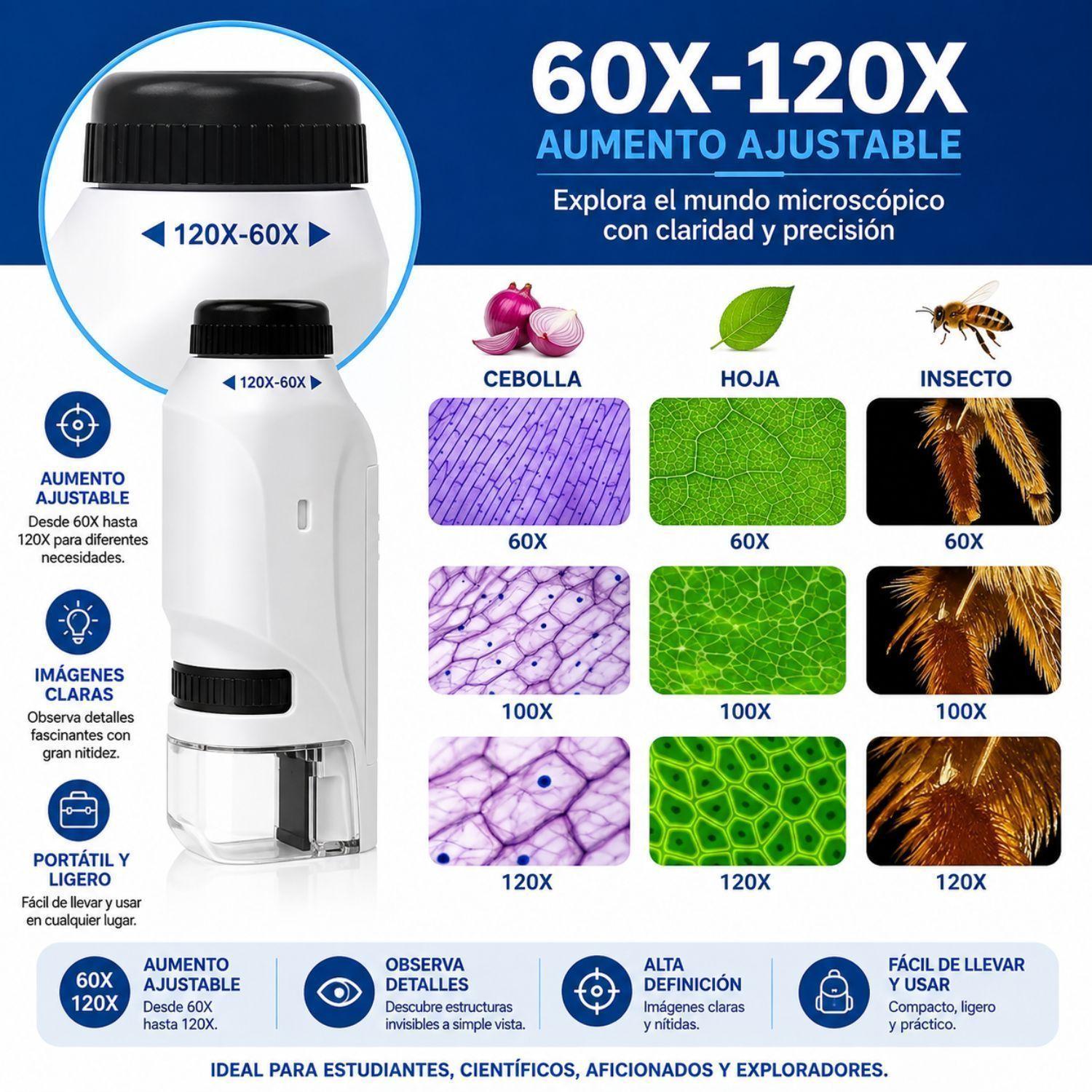 Microscopio Portátil Con Luz Para Niños Juguete Científico-3
