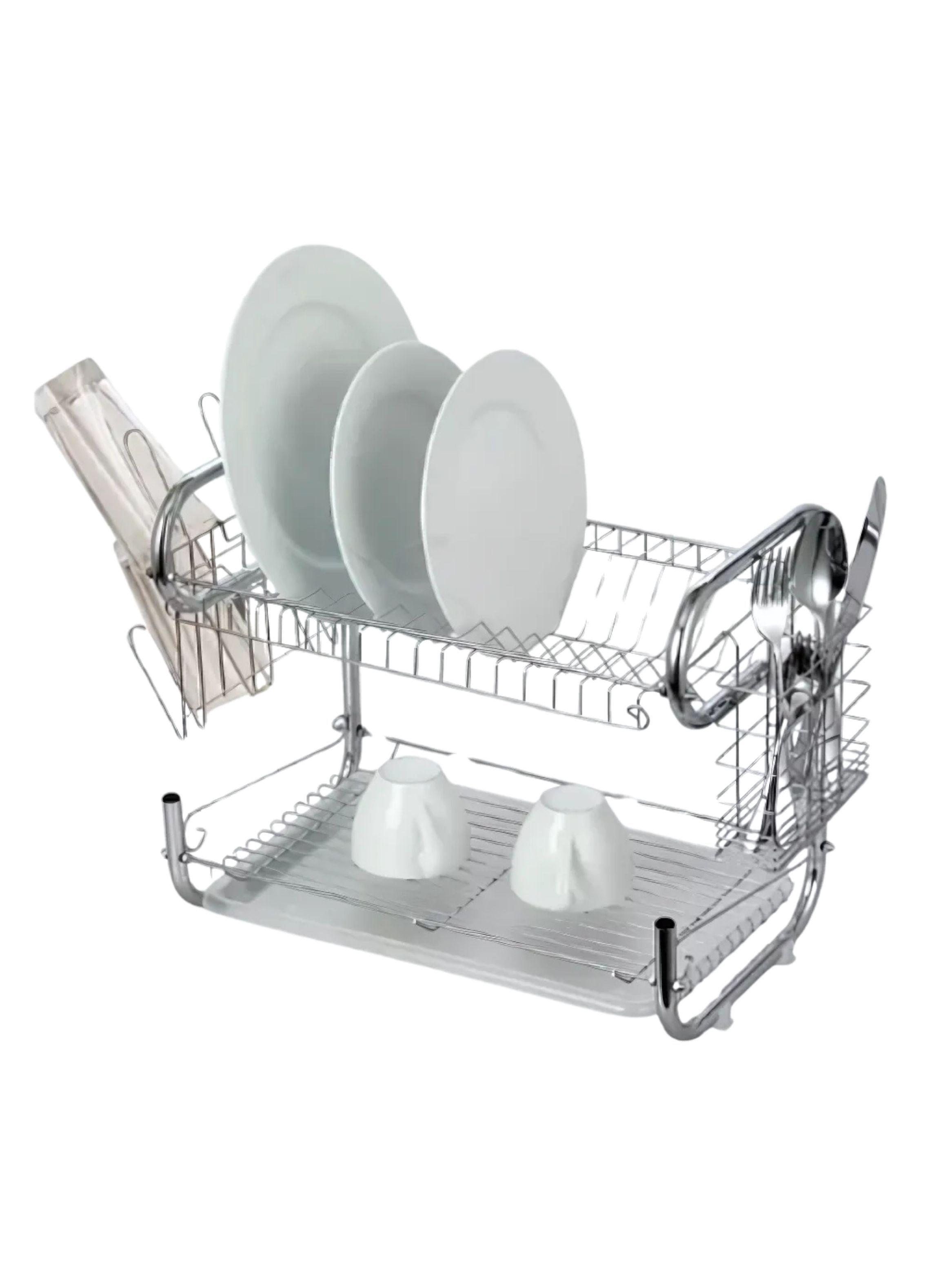 Escurridor de Platos 2 Niveles Soporte Utensilios-3