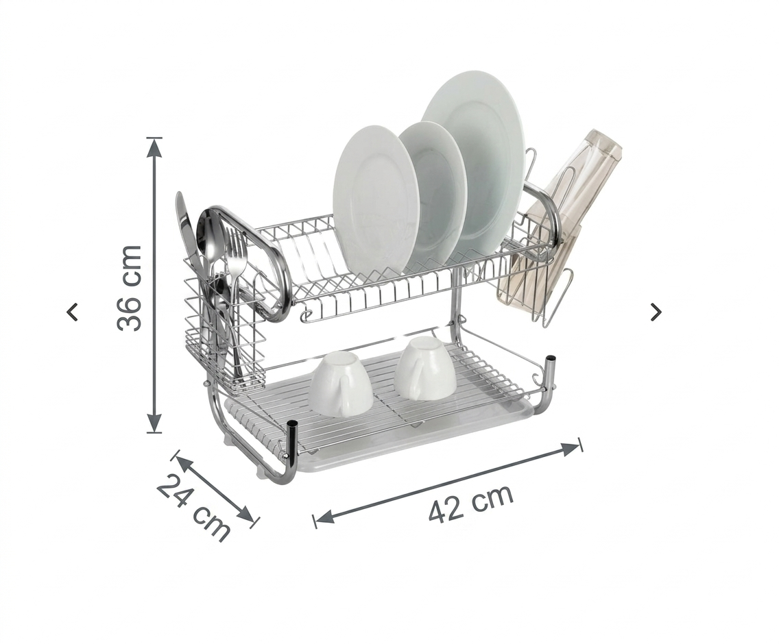 Escurridor de Platos 2 Niveles Soporte Utensilios-4