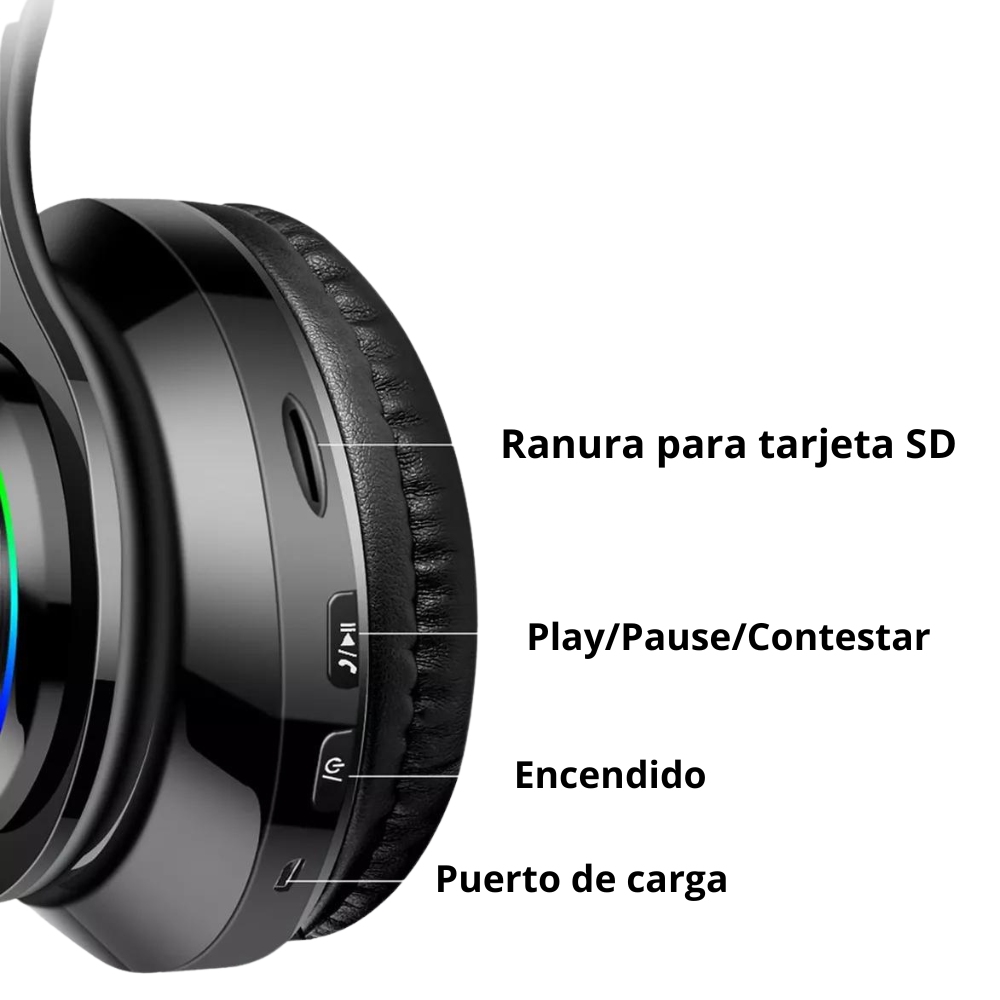 Audífonos Diadema Bluetooth Inalámbricos B39 Luces RGB-1